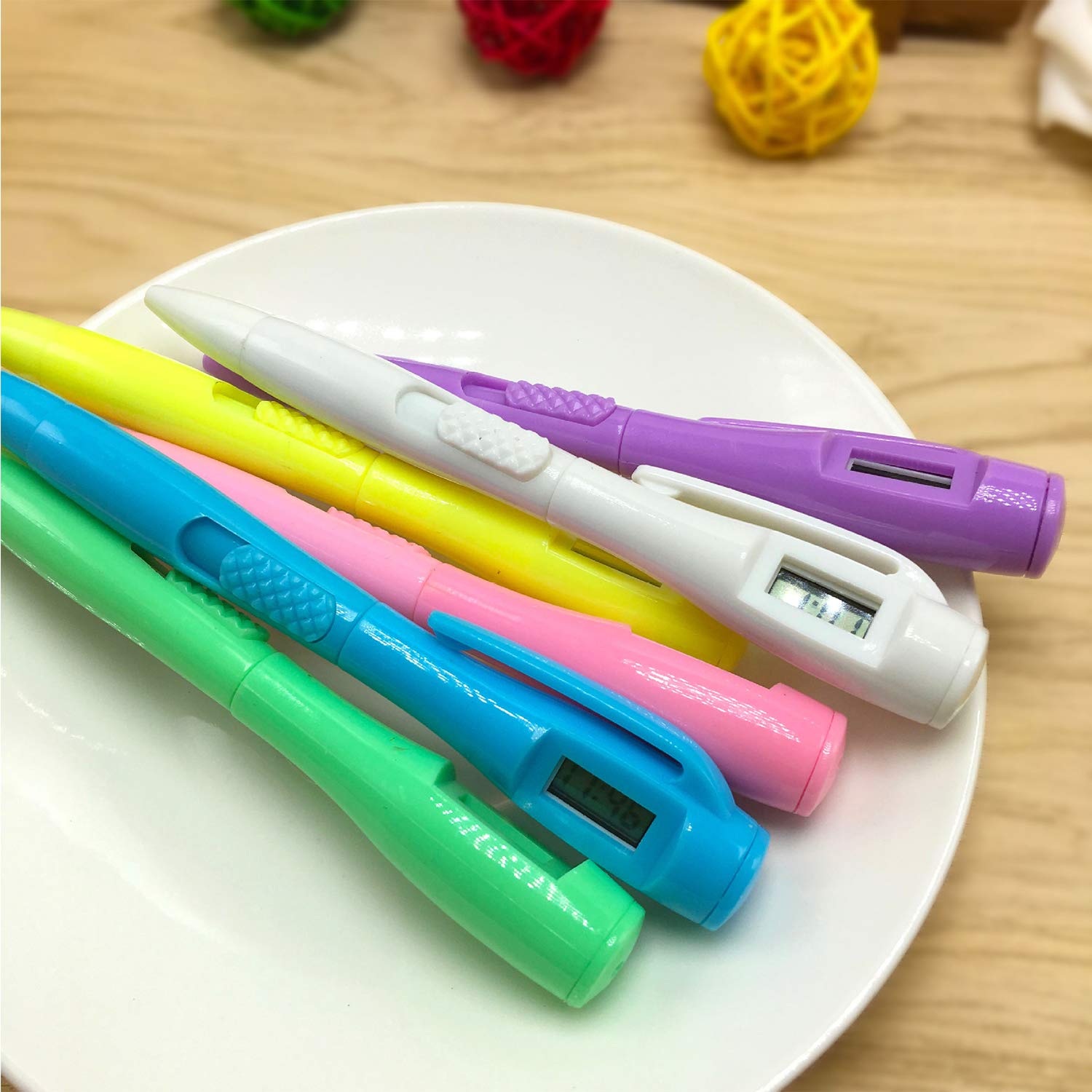 ボールペン&クロック Amazon | 時計付き ボールペン 0.5mm 青インク 5本セット 学生 受験